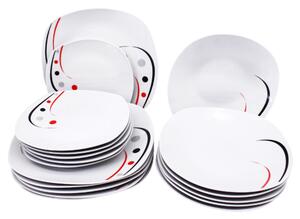 HOME ELEMENTS Porcelánová sada talířů, 18 kusů, Pruhy a tečky