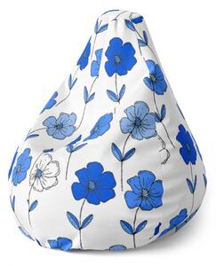 Sablio Sedací vak Pear Modré květiny - 70 x 95 x 15 cm