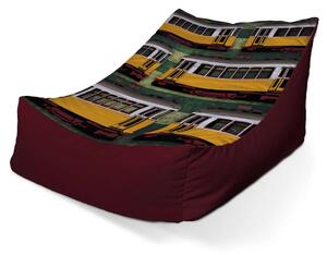 Sablio Sedací vak Lounge Lisabonské historické tramvaje Zelený Pattern - 80 x 95 x 50 cm