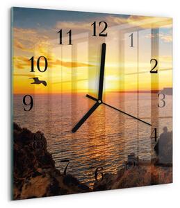 Skleněné hodiny na stěnu Západ slunce zskc-30x30-00059567
