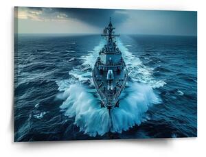 Sablio Obraz Válečná loď prorážející oceán - 150x110 cm