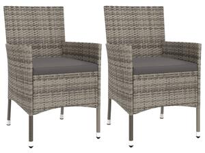 3dílný zahradní bistro set s poduškami šedý polyratan