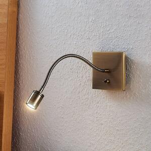 Lindby LED nástěnná lampa Mayar, mosaz, kov, na čtení, 11cm, Bronz / starožitná mosaz, Ložnice, kov, Moderní