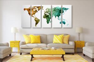5-dílný obraz barevná polygonální mapa světa Varianta: 100x50