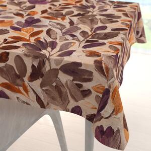 Biante Bavlněný čtvercový ubrus Sandra SA-802 Malované hnědo-fialovo-oranžové květy a listy na béžovém 40x40 cm