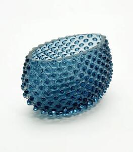 Sklárna Častolovice - Váza - Mísa lodička velká - Ananas - Hobnail - modrý kouř