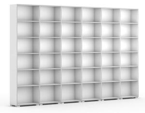 Knihovna SILVER LINE, bílá, 6 sloupců, 2230 x 3600 x 400 mm