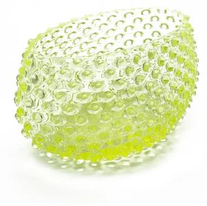 Sklárna Častolovice - Váza - Mísa lodička velká - Ananas - Hobnail - uranová žluť