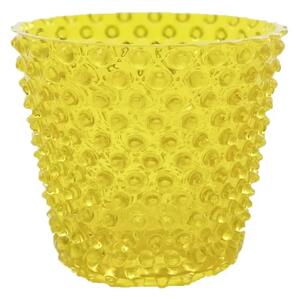Sklárna Častolovice - Váza, Svícen, Květináč, Mísa 16cm - Hobnail – Ananas – žlutá