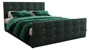 Čalouněná boxspringová postel 180x200 s úložným prostorem KAUR - tmavě zelená 2