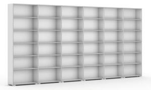 Knihovna SILVER LINE, bílá, 6 sloupců, 2230 x 4800 x 400 mm