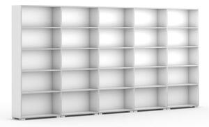 Knihovna SILVER LINE, bílá, 5 sloupců, 1865 x 4000 x 400 mm