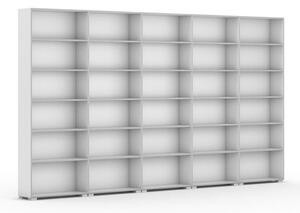 Knihovna SILVER LINE, bílá, 5 sloupců, 2230 x 4000 x 400 mm