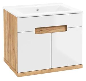Skříňka pod umyvadlo Deftrans dub craft bílá lesk 60x45x51 cm s umyvadlem