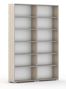 Knihovna SILVER LINE, dub přírodní, 2 sloupce, 2230 x 1600 x 400 mm