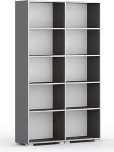 Knihovna SILVER LINE, grafit, 2 sloupce, 1865 x 1200 x 400 mm