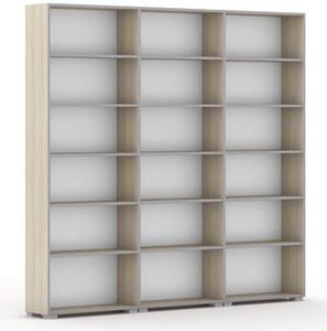 Knihovna SILVER LINE, dub přírodní, 3 sloupce, 2230 x 2400 x 400 mm