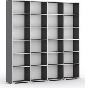 Knihovna SILVER LINE, grafit, 4 sloupce, 2230 x 2400 x 400 mm