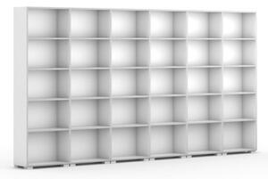 Knihovna SILVER LINE, bílá, 6 sloupců, 1865 x 3600 x 400 mm