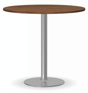 Konferenční stolek FILIP II, průměr 800 mm, chromovaná podnož, deska ořech