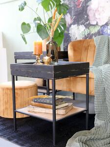 Černý antik dřevěný coffee stolek s přihrádkami Storien - 44*41*53 cm