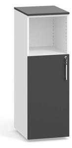 Kancelářská skříň kombinovaná PRIMO, 1087 x 400 x 420 mm, bílá/grafitová