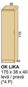 Úzká policová skříň z masivu OK LIKA 175x38x40 (design policová skříň masiv)