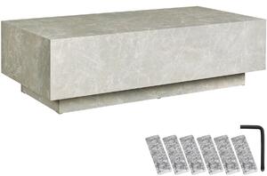 Tectake Konferenční stolek Lasley s podstavcem, nosnost 45 kg - Vzhled travertinu, 120 x 60 x 35 cm