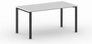 Jednací stůl INFINITY s černou podnoží 1600 x 800 x 750 mm, bílá