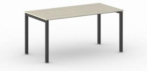 Jednací stůl Square s černou podnoží 1600 x 800 x 750 mm, dub přírodní