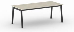 Kancelářský pracovní stůl PRIMO BASIC, černá podnož 2000 x 900 mm, dub přírodní