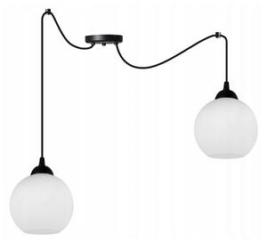 Light for home - Moderní závěsné svítidlo na lanku s bílými skleněnými stínidly SPIDER ELIZA 1987/2, 2x60W, E27, Černá