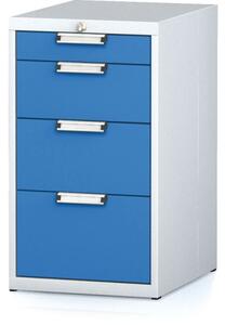 Dílenský zásuvkový box na nářadí MECHANIC, 4 zásuvky, 480 x 600 x 840 mm, modré dveře