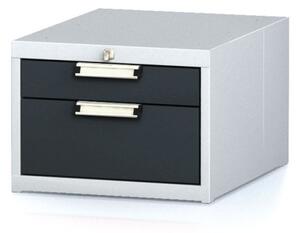 Závěsný dílenský box na nářadí k pracovním stolům MECHANIC, 2 zásuvky, 480 x 600 x 351 mm, antracitové dveře