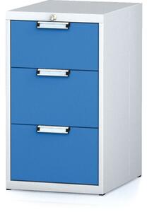 Dílenský zásuvkový box na nářadí MECHANIC, 3 zásuvky, 480 x 600 x 840 mm, modré dveře