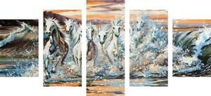 5-dílný obraz koně tvořeny vodou Varianta: 100x50