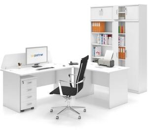 Sestava kancelářského nábytku MIRELLI A+, typ A, nástavba, bílá