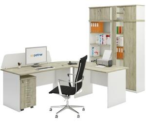 Sestava kancelářského nábytku MIRELLI A+, typ A, nástavba, bílá/dub sonoma