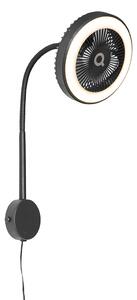 Nástěnný ventilátor černý vč. LED 2700K - Dores