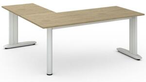 Rohový kancelářský psací stůl PRIMO FLEXIBLE, 1800 x 1800 mm, dub přírodní