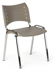 Plastová židle SMART, chromované nohy, šedohnědá