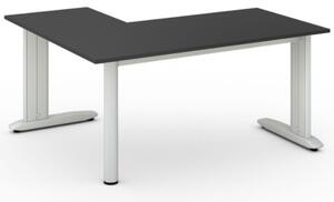 Rohový kancelářský psací stůl PRIMO FLEXIBLE, 1600 x 1400 mm, grafitová