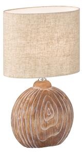 Hnědo-béžová keramická stolní lampa s textilním stínidlem (výška 39 cm) Tobse – Fischer & Honsel