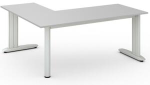 Rohový kancelářský psací stůl PRIMO FLEXIBLE, 1800 x 1600 mm, šedá
