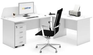 Kancelářský pracovní stůl s kontejnerem MIRELLI A+, typ E, bílá