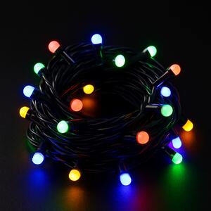 Vnitřní vánoční řetěz s 7mm mini kuličkami, různobarevná, 20m, 200 LED