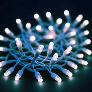 Vnitřní LED vánoční řetěz - studená bílá, 10m, 100 LED, silný bílý kabel