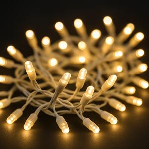 Vnitřní LED vánoční řetěz - teplá bílá, 10m, 100 LED, silný bílý kabel