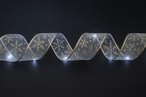 Svítící vánoční stuha na baterie - studená bílá, 10m, 100 LED