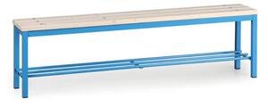 Šatní lavice s botníkem, sedák - latě, délka 1500 mm, modrá